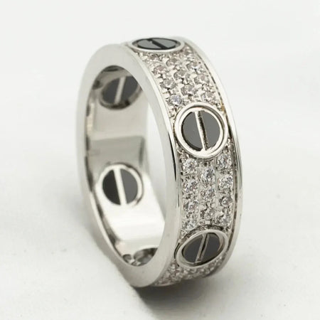 [LUCKY LOVE]LOVE RING 5.5MM DIAMONDS PAVED CERAMIC
