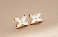 [LUCKY LOVE]JEUX DE WHITE MOP ROSE GOLD DIAMOND EARRINGS