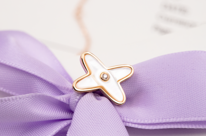 [LUCKY LOVE]JEUX DE WHITE MOP ROSE GOLD DIAMOND EARRINGS