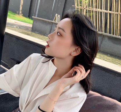 [LUCKY LOVE]JEUX DE WHITE MOP PINK GOLD DIAMOND EARRINGS