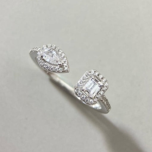 [LUCKY LOVE]MY TWIN TOI & MOI SILVER DIAMOND RING