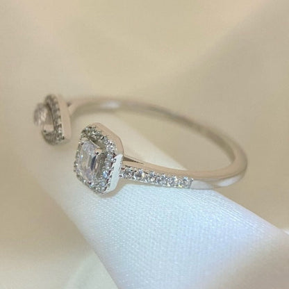 [LUCKY LOVE]MY TWIN TOI & MOI SILVER DIAMOND RING
