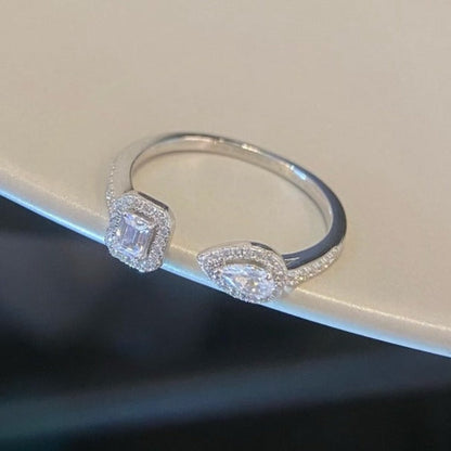 [LUCKY LOVE]MY TWIN TOI & MOI SILVER DIAMOND RING