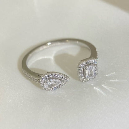 [LUCKY LOVE]MY TWIN TOI & MOI SILVER DIAMOND RING