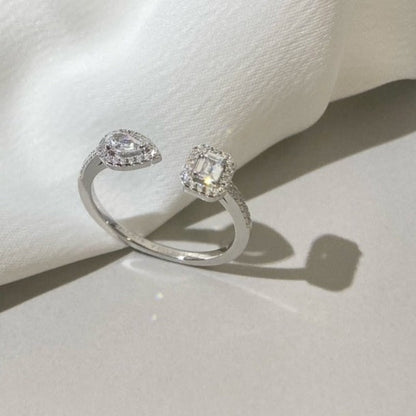 [LUCKY LOVE]MY TWIN TOI & MOI SILVER DIAMOND RING