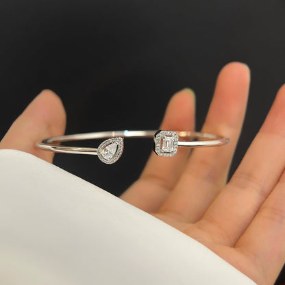 [LUCKY LOVE]JONC FLEX MY TWIN TOI & MOI SILVER DIAMOND BRACELET
