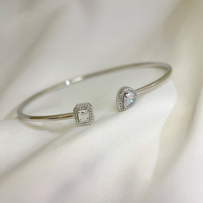 [LUCKY LOVE]JONC FLEX MY TWIN TOI & MOI SILVER DIAMOND BRACELET