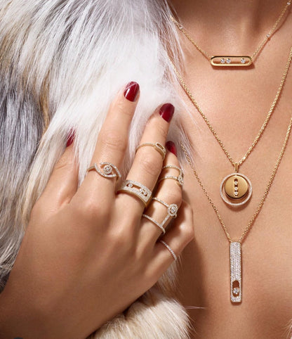 [LUCKY LOVE]LUCKY MOVE PM NECKLACE PINK GOLD DIAMOND