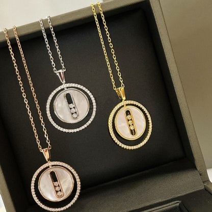 [LUCKY LOVE]LUCKY MOVE MM NACRE BLANCHE DIAMOND NECKLACE