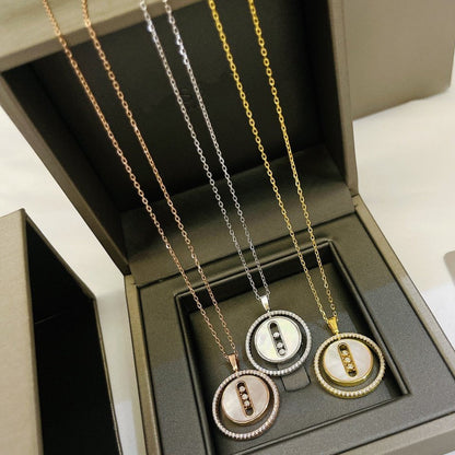 [LUCKY LOVE]LUCKY MOVE MM NACRE BLANCHE DIAMOND NECKLACE
