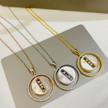[LUCKY LOVE]LUCKY MOVE MM NACRE BLANCHE DIAMOND NECKLACE