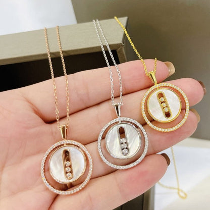 [LUCKY LOVE]LUCKY MOVE MM NACRE BLANCHE DIAMOND NECKLACE