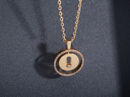 [LUCKY LOVE]LUCKY MOVE PM NECKLACE PINK GOLD DIAMOND