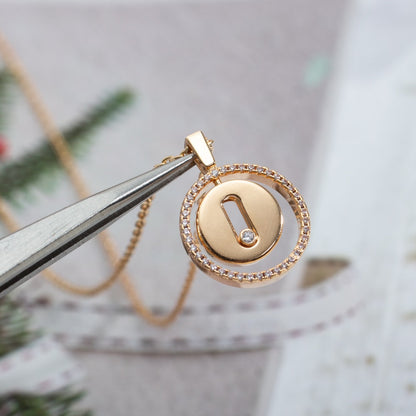 [LUCKY LOVE]LUCKY MOVE PM NECKLACE PINK GOLD DIAMOND