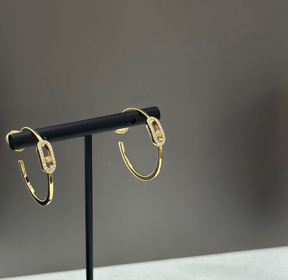 [LUCKY LOVE]CREOLES MOVE UNO PM DIAMOND EARRINGS