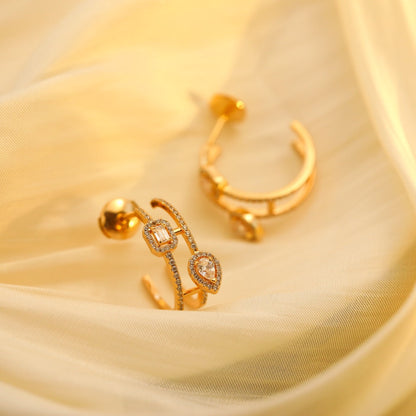 [LUCKY LOVE]CREOLES MY TWIN 2 RANGS SILVER DIAMOND EARRINGS