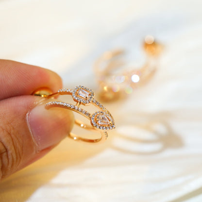 [LUCKY LOVE]CREOLES MY TWIN 2 RANGS SILVER DIAMOND EARRINGS
