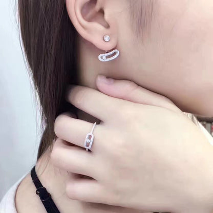 [LUCKY LOVE]MOVE UNO SILVER DIAMOND EARRINGS