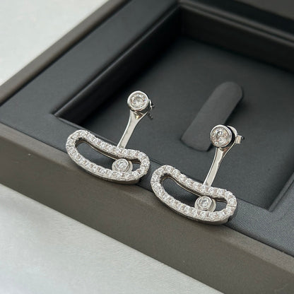 [LUCKY LOVE]MOVE UNO SILVER DIAMOND EARRINGS