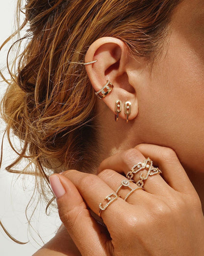 [LUCKY LOVE]CREOLES MOVE UNO MINI 1 DIAMOND EARRINGS