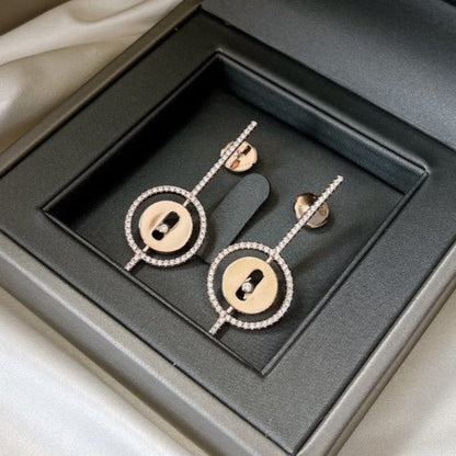 [LUCKY LOVE]LUCKY MOVE ARROW PINK GOLD DIAMOND EARRINGS