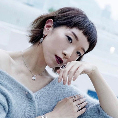 [LUCKY LOVE]LUCKY MOVE ARROW PINK GOLD DIAMOND EARRINGS