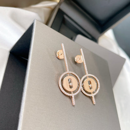 [LUCKY LOVE]LUCKY MOVE ARROW PINK GOLD DIAMOND EARRINGS