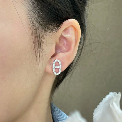 [LUCKY LOVE]HM FULL DIAMOND PIG NOSE STUD EARRINGS