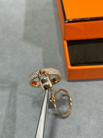[LUCKY LOVE]HM KELLY CLOCHETTE DOUBLE RING IN  WITH DIAMONDS