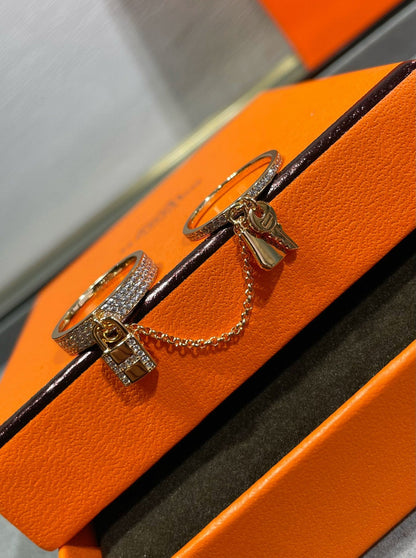 [LUCKY LOVE]HM KELLY CLOCHETTE DOUBLE RING IN  WITH DIAMONDS