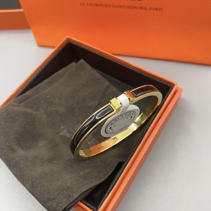 [LUCKY LOVE]CLASSIC HM CLIC BLACK 8MM ENAMEL BRACELET