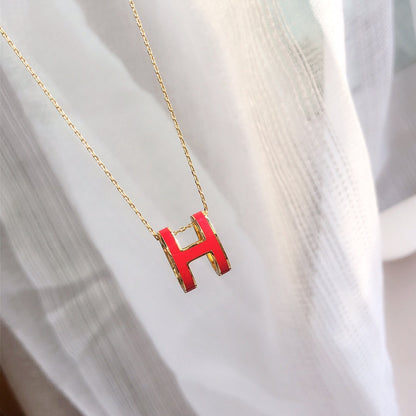 [LUCKY LOVE]HM CLIC RED ENAMEL GOLD NECKLACE