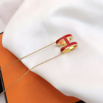 [LUCKY LOVE]HM CLIC RED ENAMEL GOLD NECKLACE
