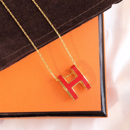 [LUCKY LOVE]HM CLIC RED ENAMEL GOLD NECKLACE