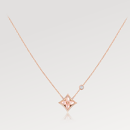 [LUCKY LOVE]STAR PINK MOP 1 DIAMOND PINK GOLD NECKLACE