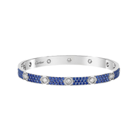 [LoveLucky]Pave Gemstone Love &Force Large Horseshoe Diamond Duo Bracelet Stack Set