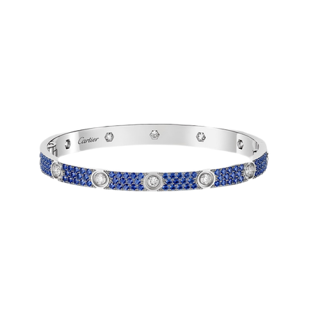 [LoveLucky]Pave Gemstone Love &Force Large Horseshoe Diamond Duo Bracelet Stack Set