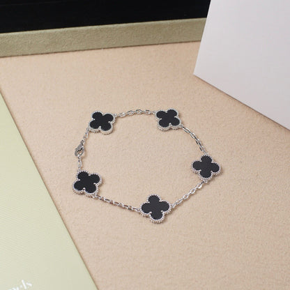 [LUCKY LOVE] CLOVER 5 MOTIF ONYXS BRACELET COLLECTION