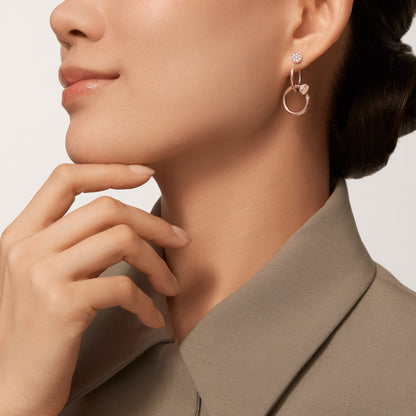 [LUCKY LOVE]JUSTE HALF DIAMOND DOUBLE EARRINGS