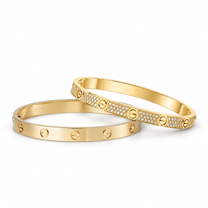 [LoveLucky] LOVE  Classic & Diamond-Paved Bracelet Stack Set