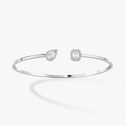 [LUCKY LOVE]JONC FLEX MY TWIN TOI & MOI SILVER DIAMOND BRACELET