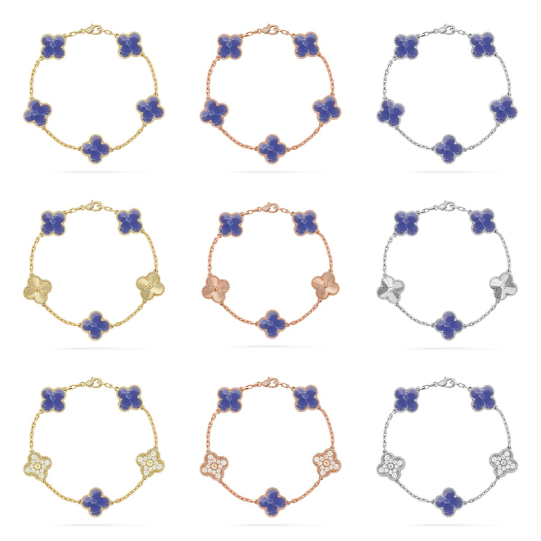 [LUCKY LOVE]CLOVER 5 MOTIF BLUE VEINS BRACELET COLLECTION