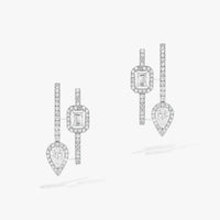 [LUCKY LOVE]CREOLES MY TWIN 2 RANGS SILVER DIAMOND EARRINGS