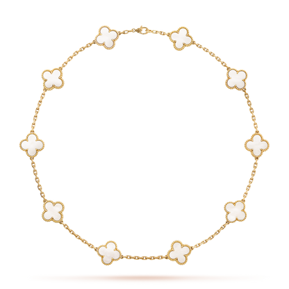 [LUCKY LOVE]CLOVER 10 MOTIFS WHITE MOTHER OF PEARL NECKLACE