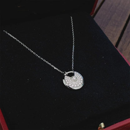 [LUCKY LOVE]AMULETTE SILVER FULL DIAMOND NECKLACE