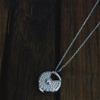 [LUCKY LOVE]AMULETTE SILVER FULL DIAMOND NECKLACE