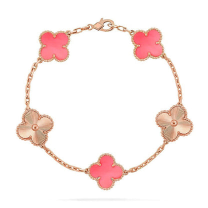 [LUCKY LOVE] CLOVER 5 MOTIFS  PINK MOP BRACELET COLLECTION
