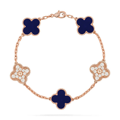 [LUCKY LOVE]CLOVER 5 MOTIF LAPIS LAZULI BRACELET COLLECTION
