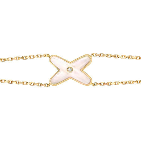 [LUCKY LOVE]JEUX BRACELET WHITE MOP GOLD 1 DIAMOND