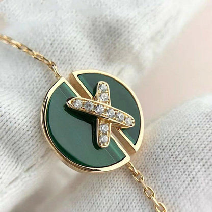 [LUCKY LOVE]JEUX DE BRACELET MALACHITE PINK GOLD DIAMONDS